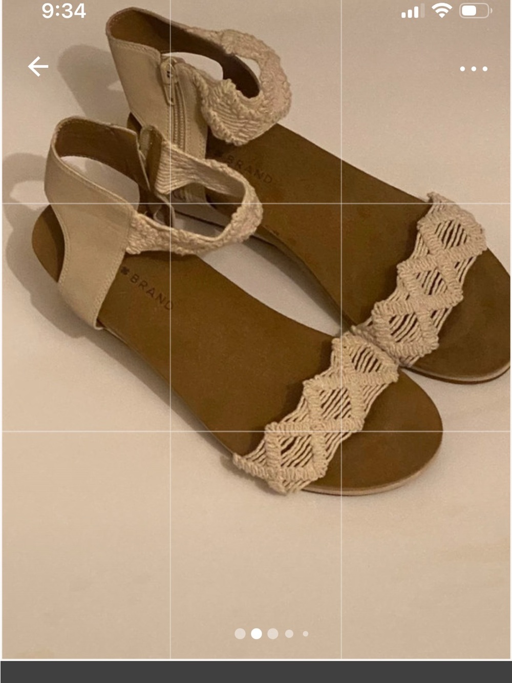 Lucky Brand Cream Braided Strap Wedge Sandals